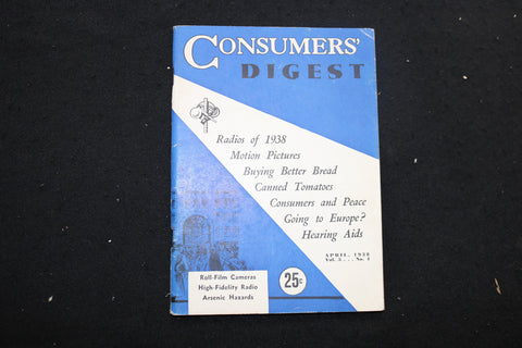 1938 APRIL CONSUMERS' DIGEST MAGAZINE - RADIOS OF 1938 COVER - K 387