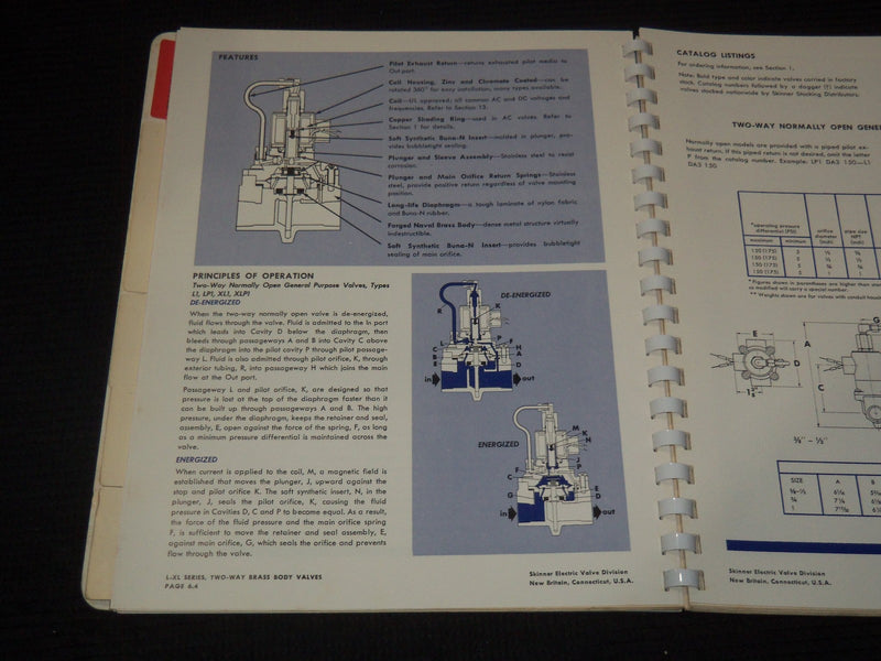 1960'S SKINNER ELECTRIC VALVES GENERAL CATALOG V66 - NICE PHOTOS - KD 3912C