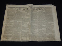 1843 AUGUST 14 THE DAILY MADISONIAN NEWSPAPER - JOHN TYLER -WASHINGTON- NP 3877G