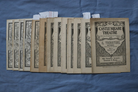 1896 CASTLE SQUARE THEATRE PROGRAM MAGAZINE - LOT OF 13 - BOSTON - K 2729