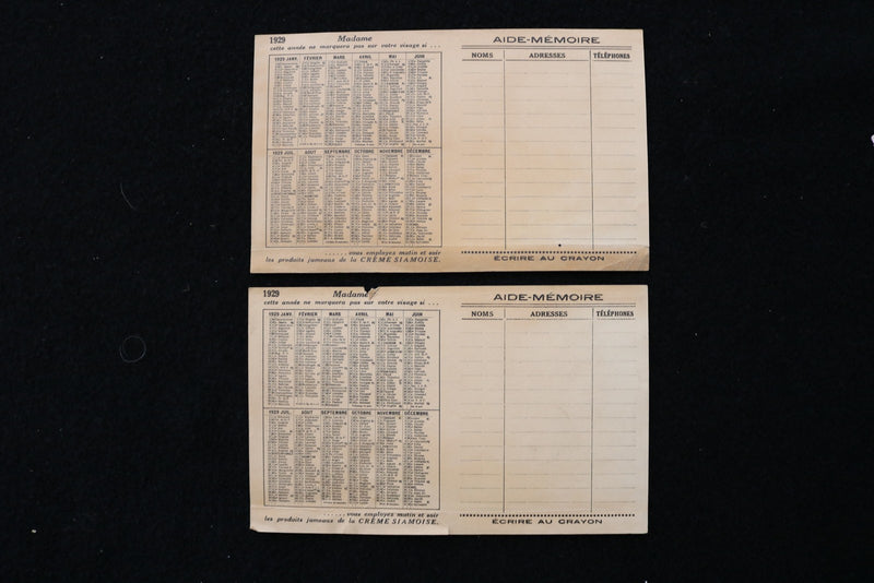 1927-1928 MISS FRANCE - LA CREME SIAMOISE - ADVERTISEMENT - LOT OF 2 - K 3077
