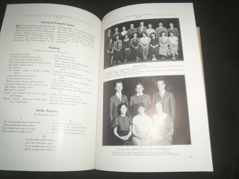 1933 THE TECH REVIEW CENTRAL HIGH SCHOOL YEARBOOK - PROVIDENCE, RI - YB 2545
