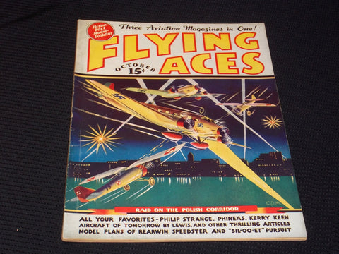1935 OCTOBER FLYING ACES MAGAZINE ILLUSTRATED FRONT COVER - E 144