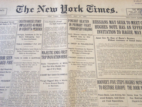 1922 MAY 17 NEW YORK TIMES - PINCHOT BEATEN IN PRIMARY FIGHT - NT 5796