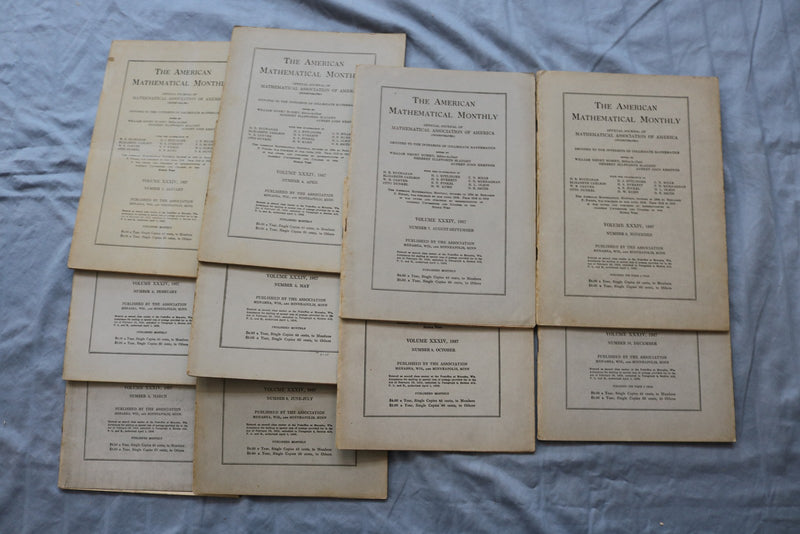 1927 & 1934 THE AMERICAN MATHEMATICAL MONTHLY MAGAZINE - LOT OF 20 - O 3881