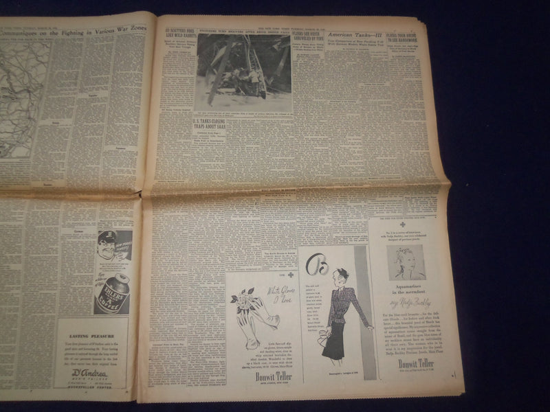 1945 MARCH 20 NEW YORK TIMES -U.S. TANKS CLOSING VAST TRAPS AROUND SAAR- NP 6671