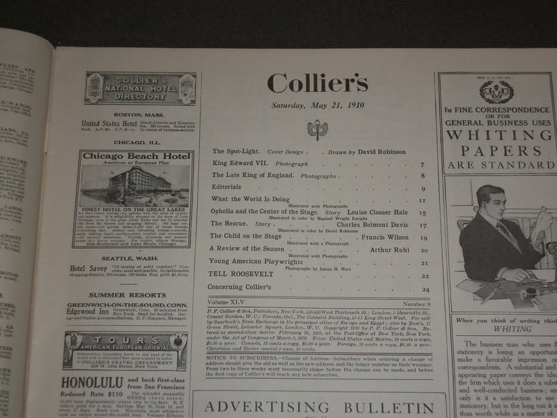 1910 MAY 21 COLLIER'S MAGAZINE - THE SPOT-LIGHT - F 611