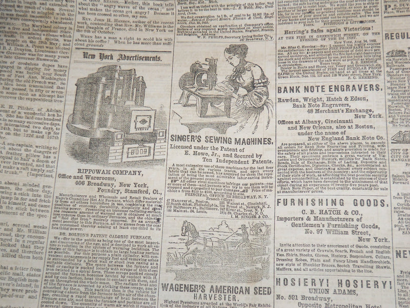1854 DECEMBER UNITED STATES JOURNAL NEWSPAPER - JOSIAH WINSLOW - NP 3878L