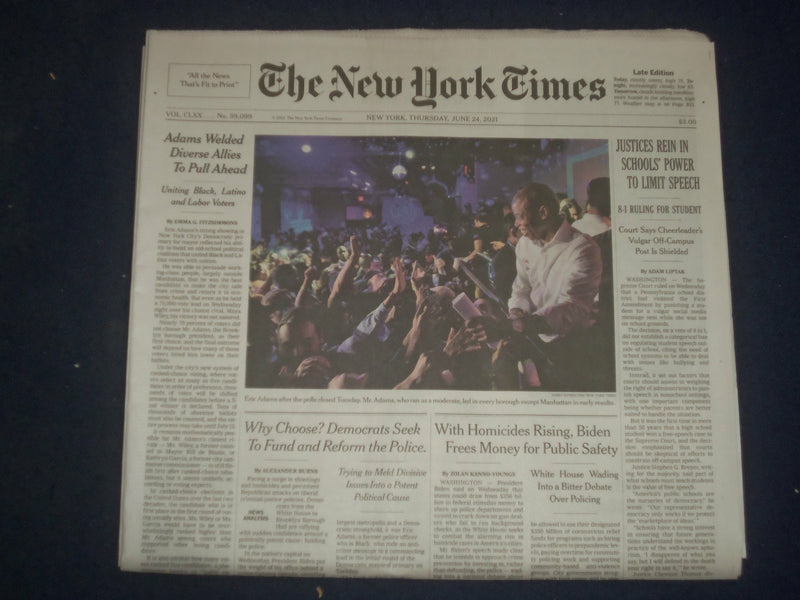 2021 JUNE 24 NEW YORK TIMES - JUSTICES REIN IN SCHOOLS' POWER TO LIMIT SPEECH