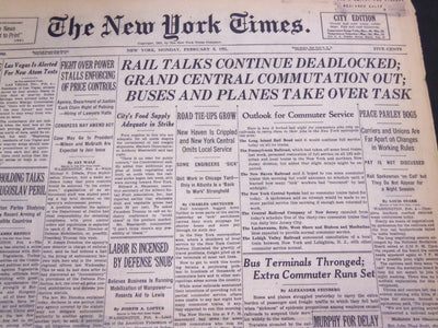 1951 FEBRUARY 5 NEW YORK TIMES - RAIL TALKS DEADLOCKED - NT 4281