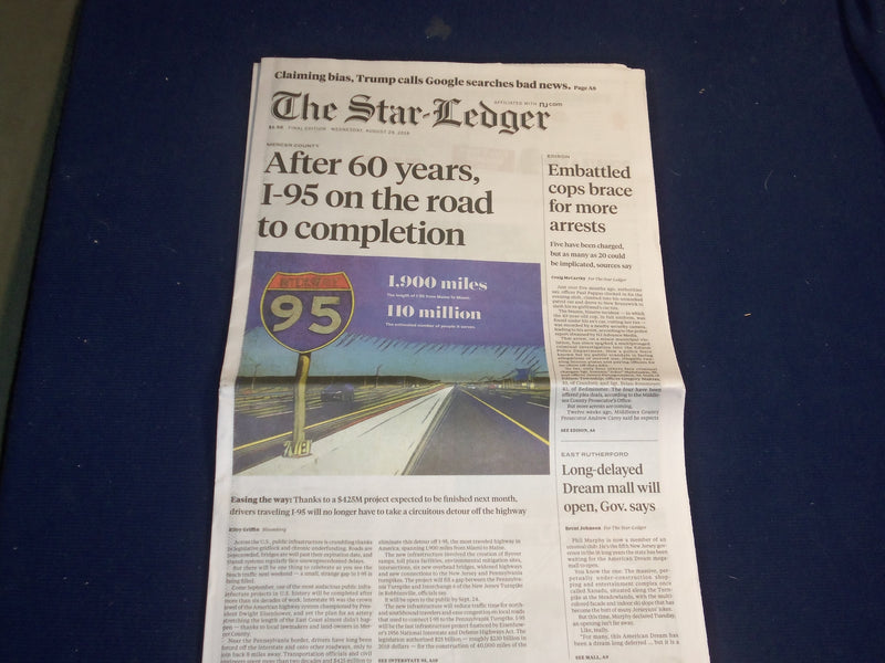 2018 AUGUST 29 STAR LEDGER NEWSPAPER - AFTER 60 YEARS I-95 ROAD TO BE FINISHED