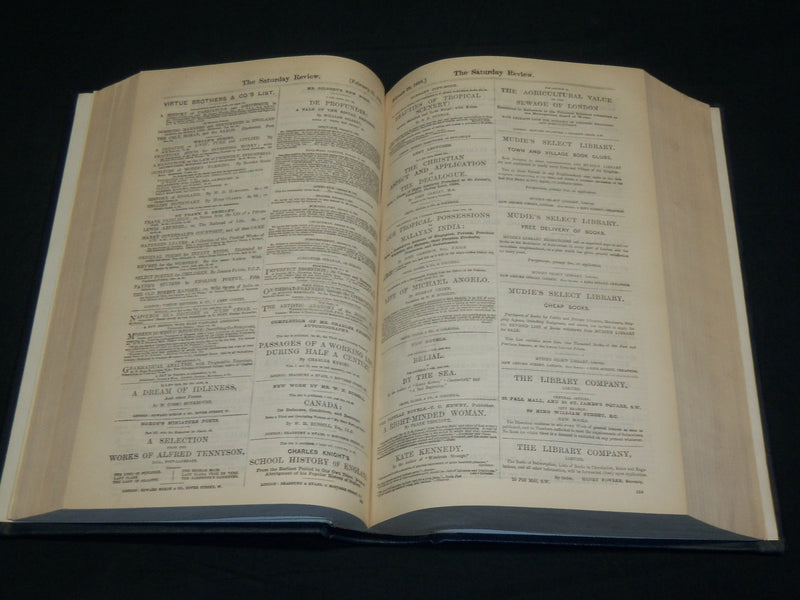 1865 JANUARY-JUNE SATURDAY REVIEW BOUND VOLUME - PUBLISHED IN LONDON - KD 2010D