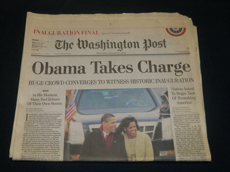 2009 JANUARY 21 WASHINGTON POST NEWSPAPER - OBAMA TAKES CHARGE - NP 4923