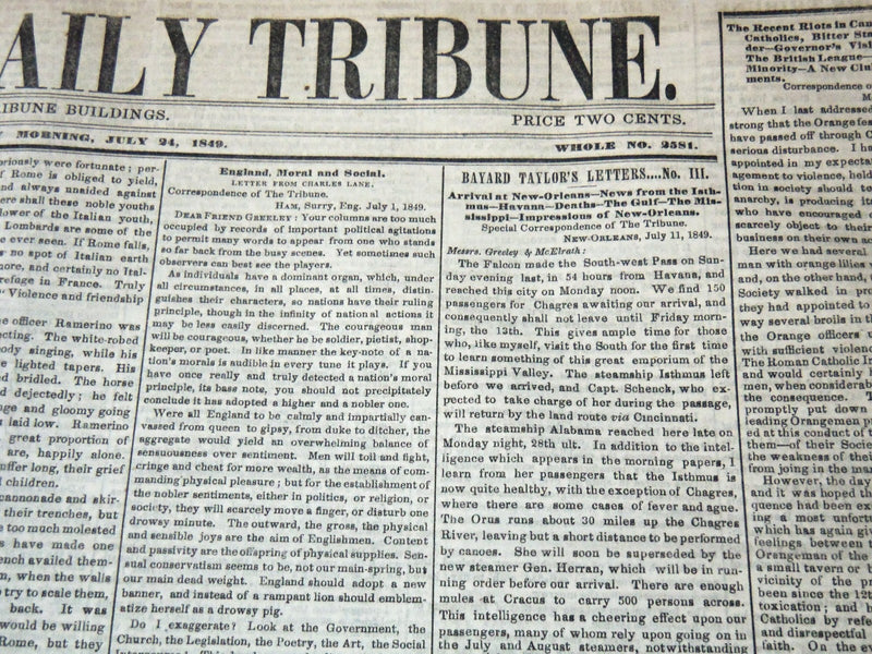 1849 JULY NEW YORK DAILY TRIBUNE NEWSPAPER LOT OF 22 ISSUES - NP 5839C