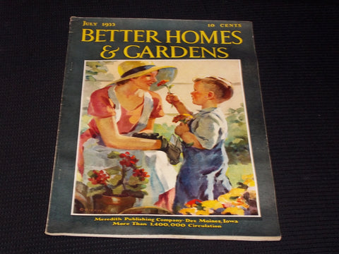 1933 JULY BETTER HOMES & GARDENS MAGAZINE - ILLUSTRATED FRONT COVER - E 5526