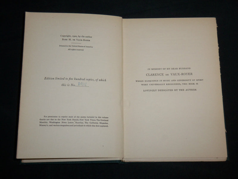 1920 ROSE OF THE FLAME IMMORTAL HARDCOVER BOOK BY ROSE M. DE VAUX-ROYER- KD 6939