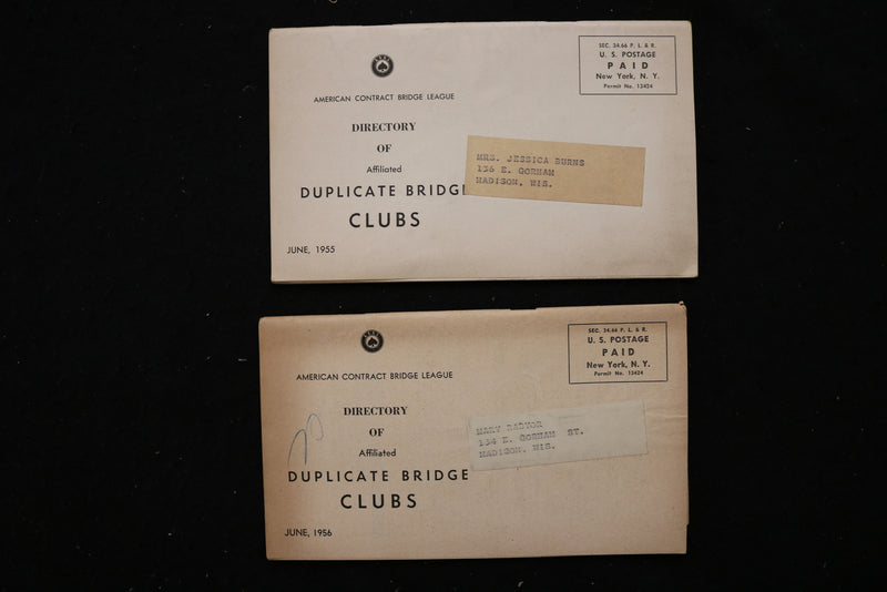 1955-1961 AFFILIATED DUPLICATE BRIDGE CLUBS DIRECTORIES - LOT OF 7 - K 2399