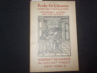 1940 BOOKS FOR LIBRARIES SOFTCOVER BOOK BY HERBERT REICHNER - CAT. NO. 6- J 9938