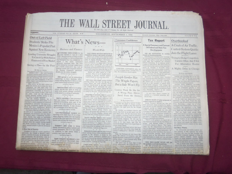 1999 SEP 1 THE WALL STREET JOURNAL -AIR TRAFFIC CONTROL SYSTEM QUIRKS - WJ 45