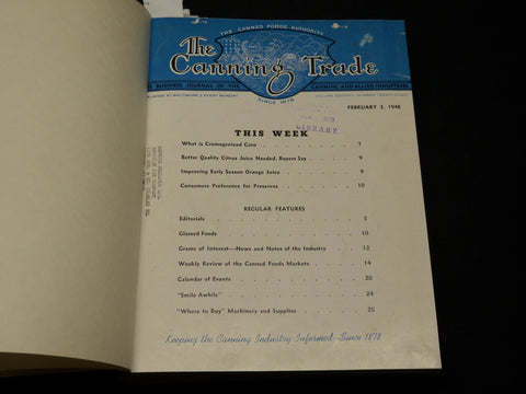 1948 FEBRUARY-JULY THE CANNING TRADE WEEKLY MAGAZINE BOUND VOLUME - KD 3409B