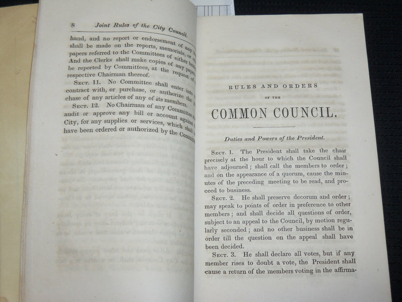 1849 CITY OF BOSTON MUNICIPAL REGISTER SOFTCOVER BOOK - RULES AND ORDERS- J 7082