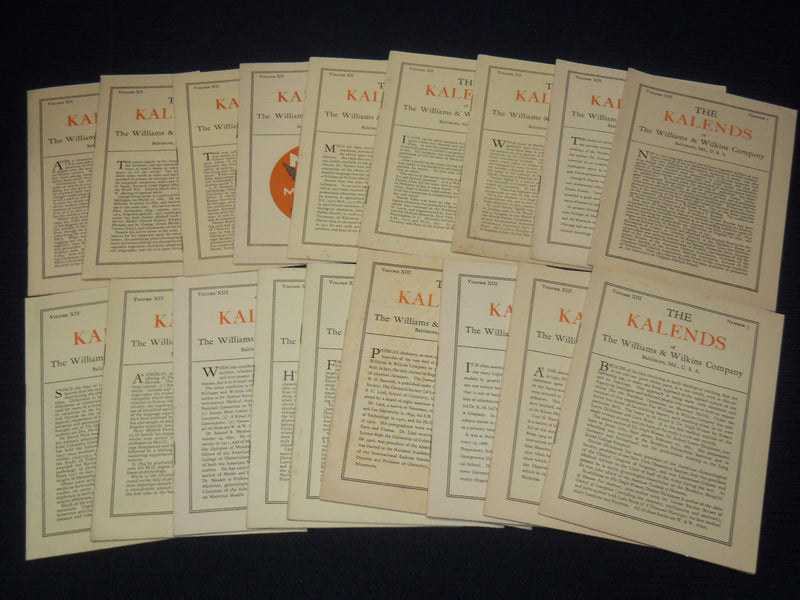 1933-1935 THE KALENDS OF WILLIAMS & WILKINS CO. MAGAZINES LOT OF 18 - O 2825E