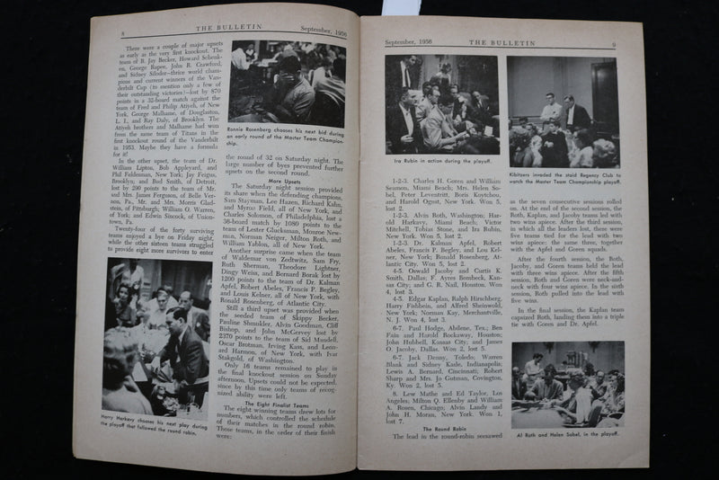 1956 SEP THE BULLETIN - BRIDGE LEAGUE MAGAZINE -CHARLES GOREN -LOT OF 2 - K 2376