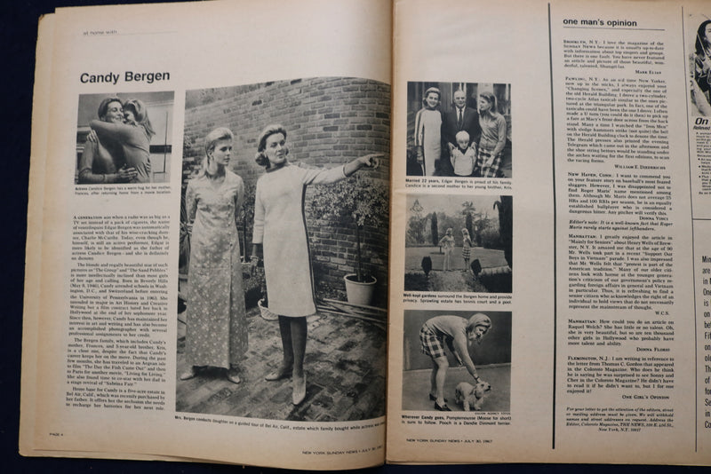 1967 JULY 30 SUNDAY NEWS COLOROTO MAGAZINE -SAN ANTONIO - CANDY BERGEN - E 23224
