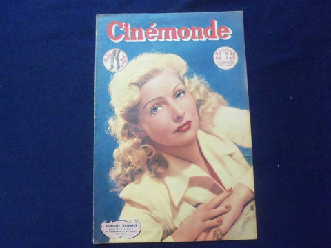 1948 JAN 20 CINEMONDE MAGAZINE - SIMONE RENANT COVER -BELGIUM EDITION - SP 4868H