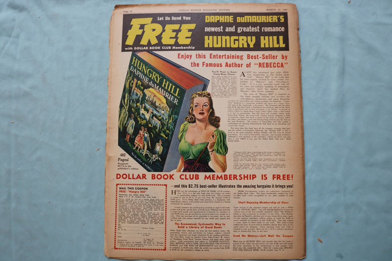 1944 MARCH 12 SUNDAY MIRROR NEWSPAPER MAGAZINE SECTION - LISETTE VEREA - NP 9086