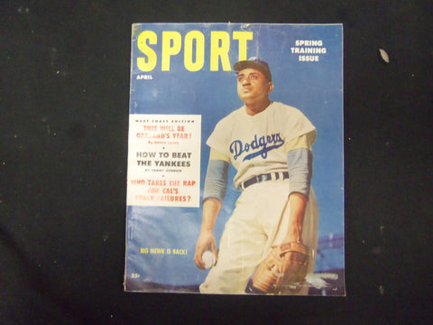 1954 APRIL SPORT MAGAZINE - DON NEWCOMBE COVER - GREAT PHOTOS - ST 3511