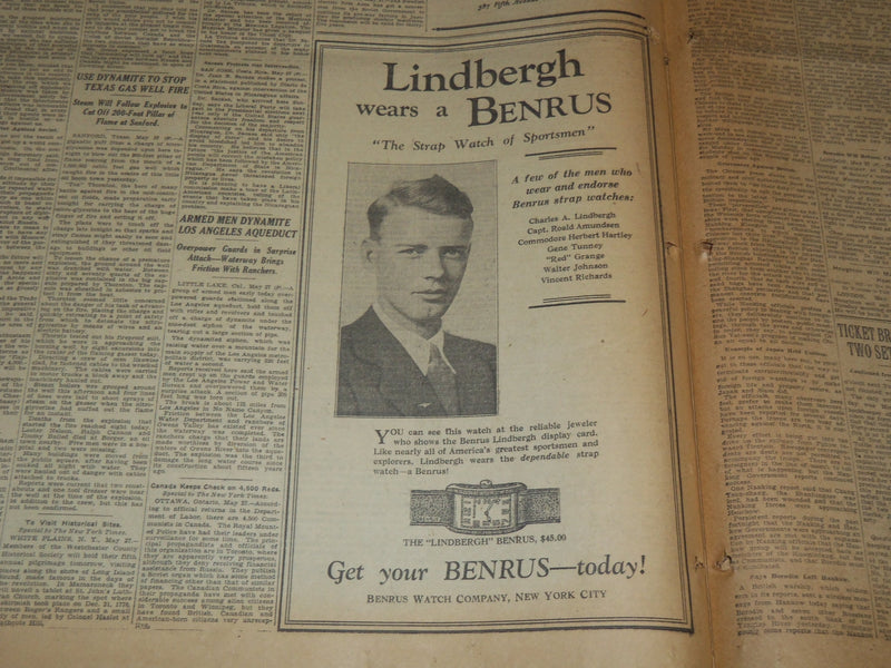 1927 MAY 28 NEW YORK TIMES - LINDBERGH THRILLS PARIS IN AIR STUNTS - NT 9553