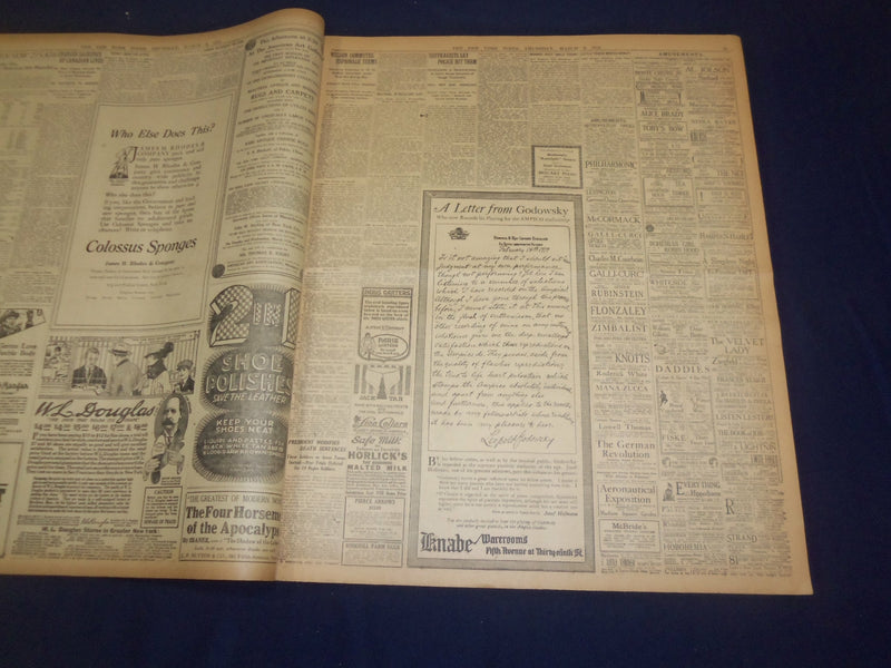 1919 MARCH 6 NEW YORK TIMES - WILSON SAILS WITH DEFIANCE TO CRITICS - NT 9267