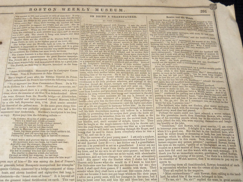 1851 MAY 17 BOSTON MUSEUM NEWSPAPER - HENRY W. LONGFELLOW - JOHNSON - NP 9024