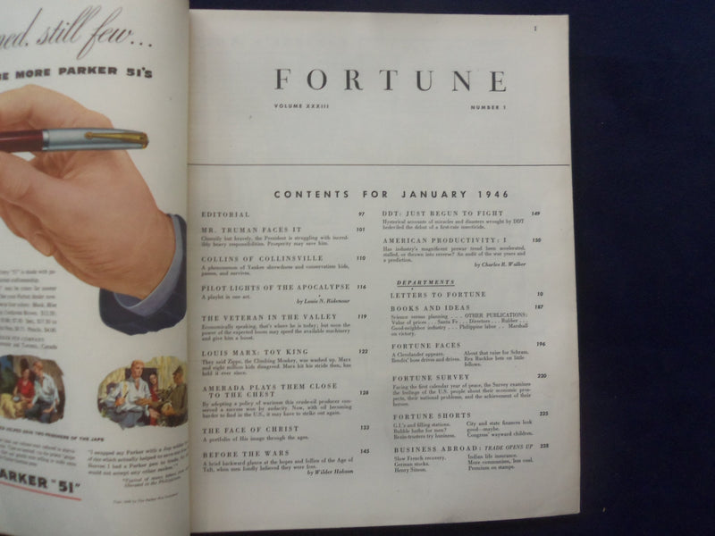 1946 JANUARY FORTUNE MAGAZINE - GREAT COVER & ADS - F 925