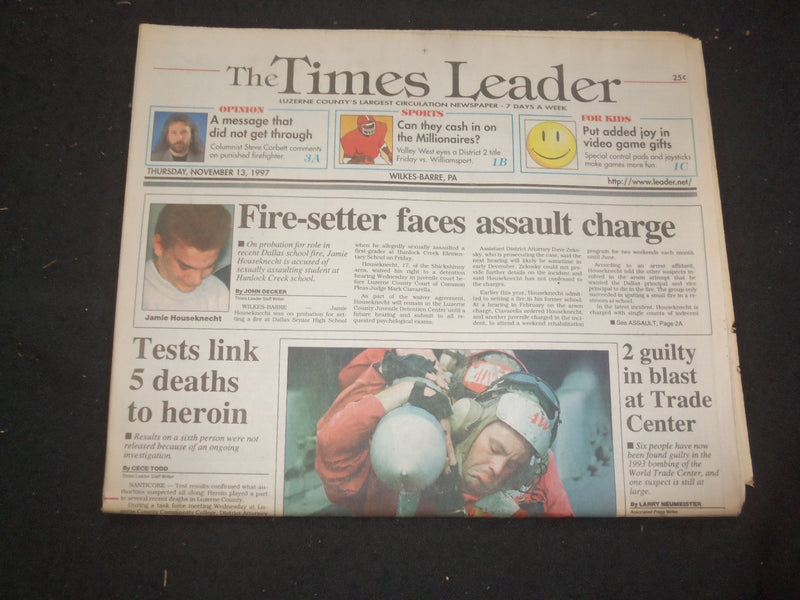 1997 NOV 13 WILKES-BARRE TIMES LEADER - 2 GUILTY IN TRADE CENTER BLAST - NP 7727