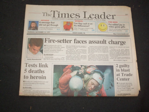 1997 NOV 13 WILKES-BARRE TIMES LEADER - 2 GUILTY IN TRADE CENTER BLAST - NP 7727