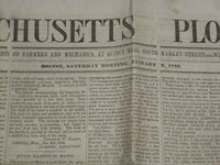 1849 JANUARY 6 MASSACHUSETTS PLOUGHMAN NEWSPAPER - QUINCY ADAMS - GOLD - NP 5159