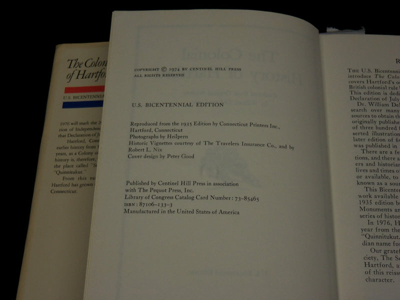 1974 THE COLONIAL HISTORY OF HARTFORD BOOK BY WILLIAM DELOSS LOVE - KD 6387