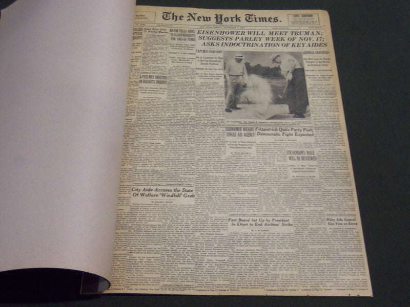 1952 NOVEMBER 7 NEW YORK TIMES - EISENHOWER WILL MEET TRUMAN - NT 7042