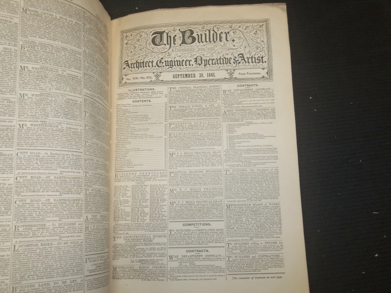 1861 SEPTEMBER THE BUILDER ARCHITECT MAGAZINE - 4 ISSUES ILLUSTRATIONS - ST 416N