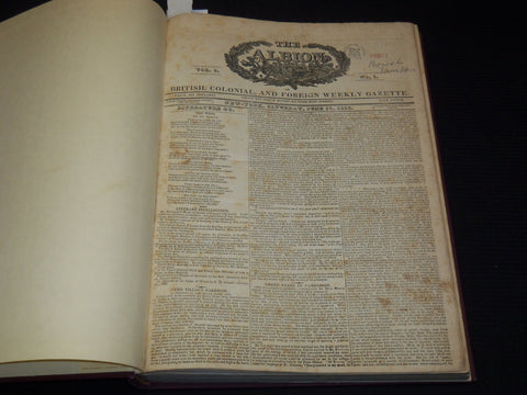 1829-1830 THE ALBION WEEKLY GAZETTE BOUND VOLUME NO. 8 - NEW YORK - R 89X