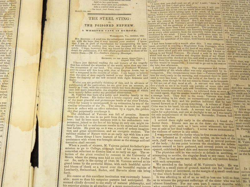1851 APRIL 5 BOSTON MUSEUM NEWSPAPER - MURDERER'S RETRIBUTION - AMIE - NP 9027