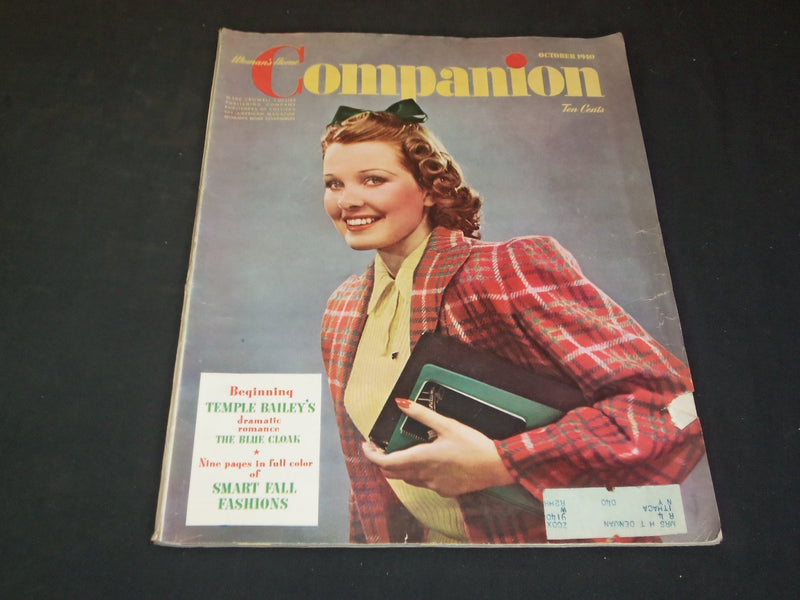 1940 OCTOBER WOMAN'S HOME COMPANION MAGAZINE - ILLUSTRATED COVER - SP 7051