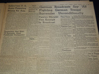 1945 MAY 7 TAUNTON DAILY GAZETTE NEWSPAPER - EUROPEAN WAR OVER - NT 9465
