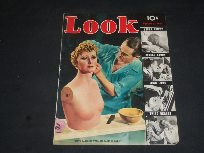 1937 AUGUST 31 LOOK MAGAZINE - GRETA GARBO IN WAX - GREAT PHOTOS & ADS - SP 8023