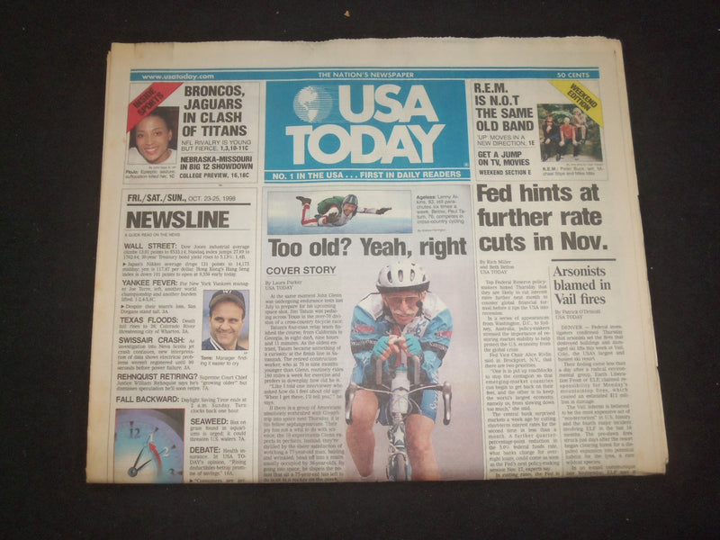 1998 OCTOBER 23-25 USA TODAY NEWSPAPER -FED HINTS AT FURTHER RATE CUTS - NP 7960