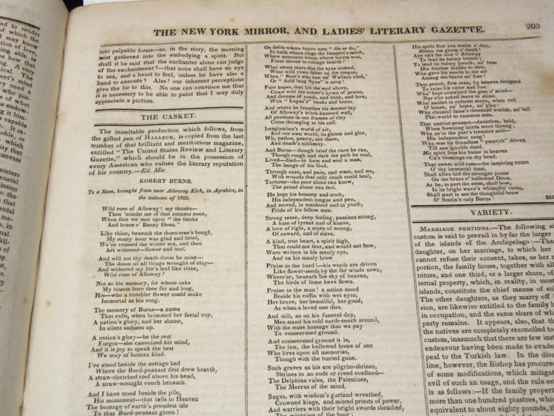 1826-1827 NEW YORK MIRROR AND LADIES GAZETTE BOUND VOLUME NO. 4 - KD 4675N