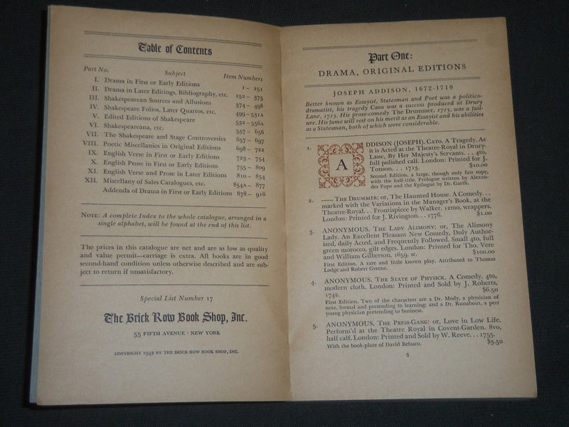 1940-1942 A CATALOGUE OF THE RENAISSANCE PART TWO LOT OF 3 - KD 2099U