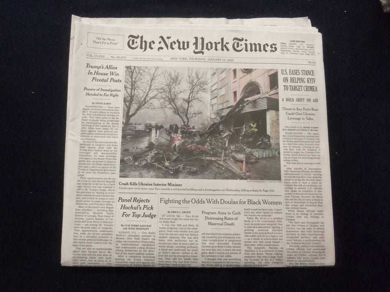 2023 JAN 19 NEW YORK TIMES - U.S. EASES STANCE ON HELPING KYIV TO TARGET CRIMEA